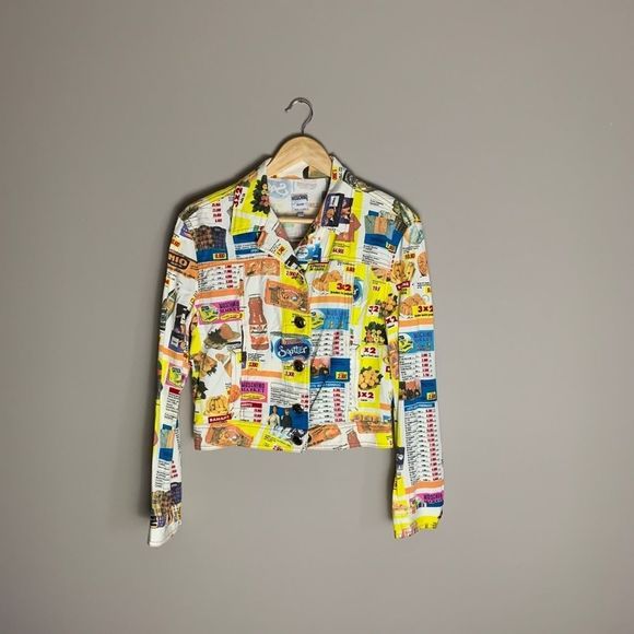 Vintage 90s Moschino RARE market print jean jacket - Picture 3 of 7